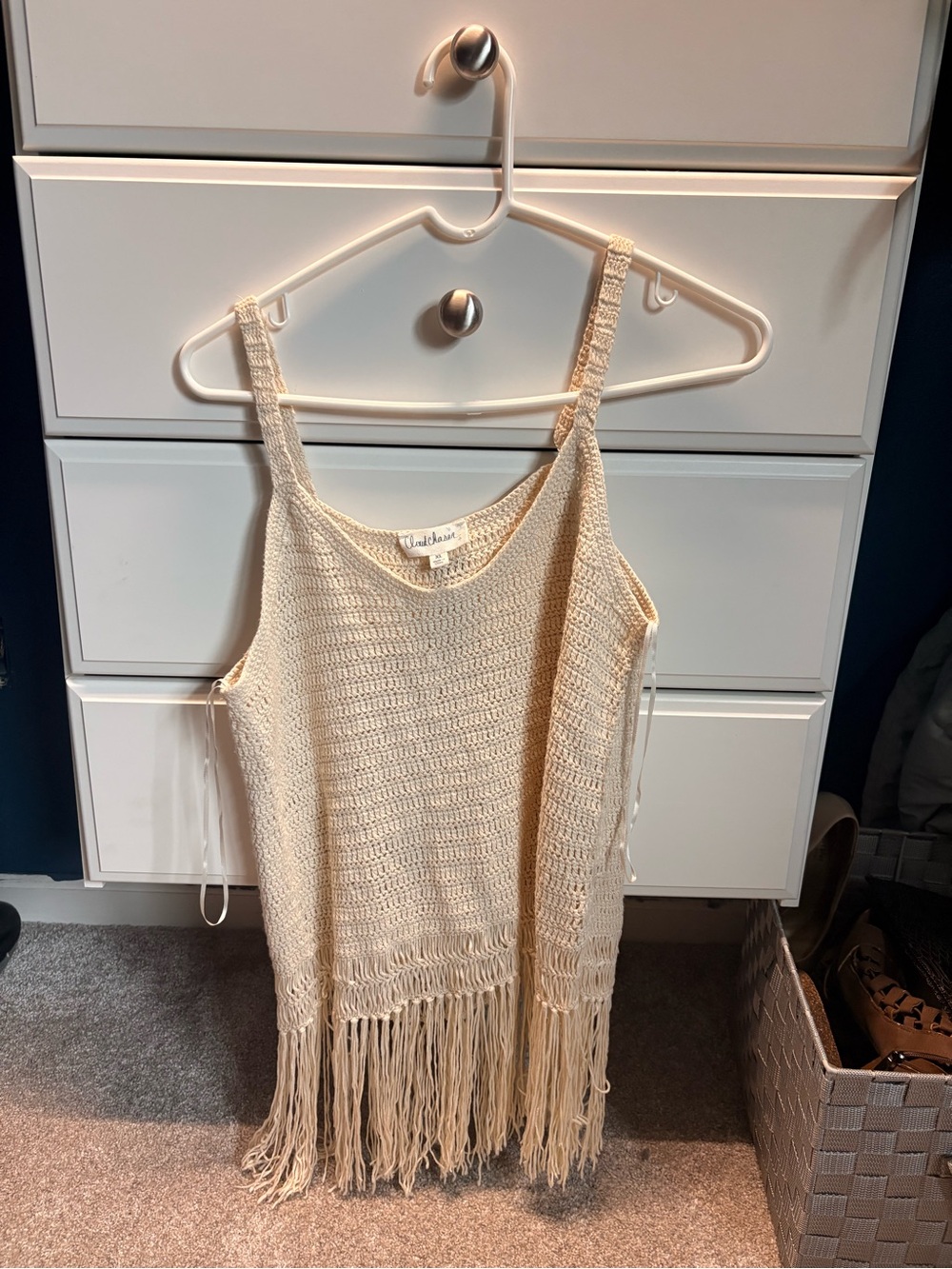Cloud Chaser Crochet Fringe Tank Top - Cream